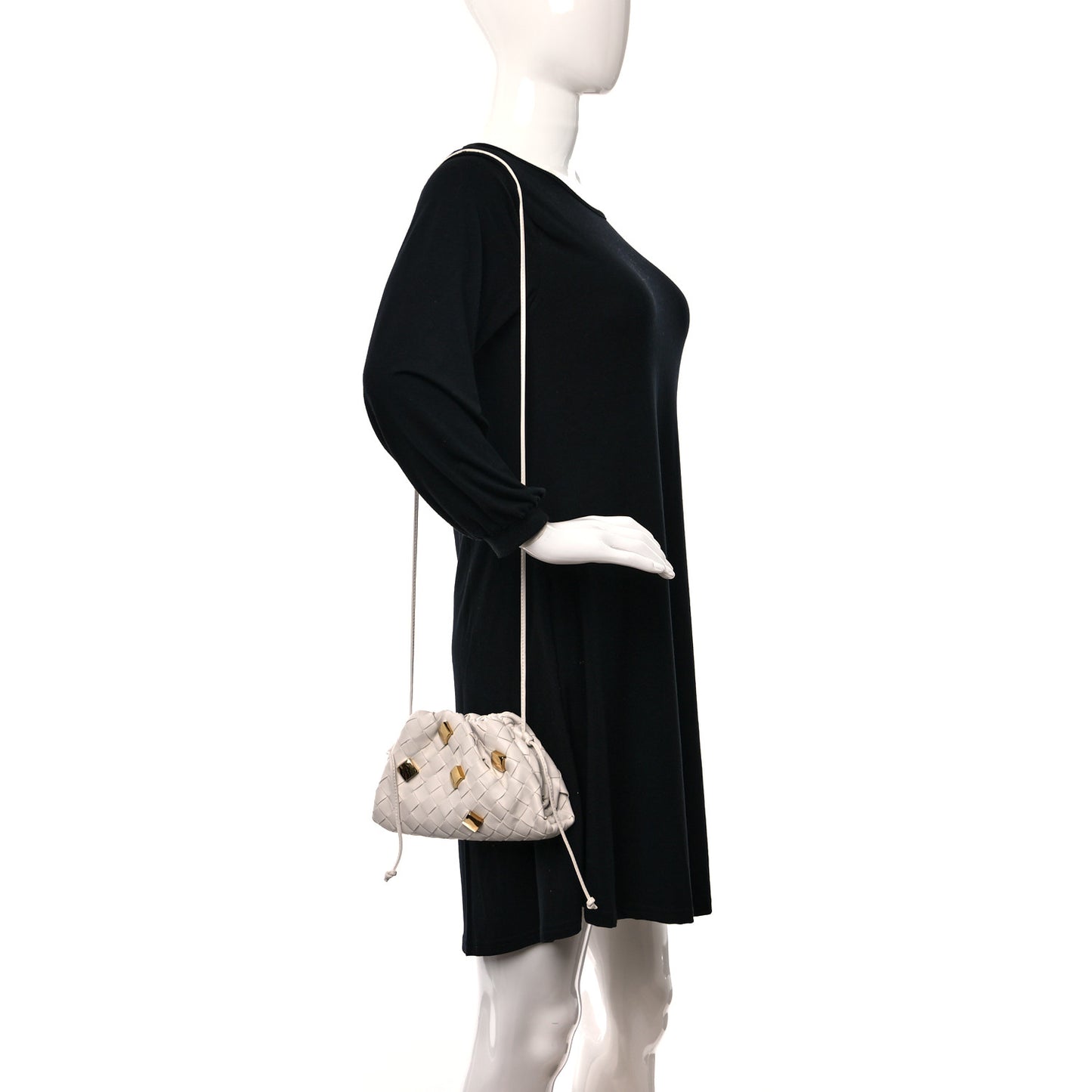Nappa Intrecciato Studded The Mini Pouch Chalk