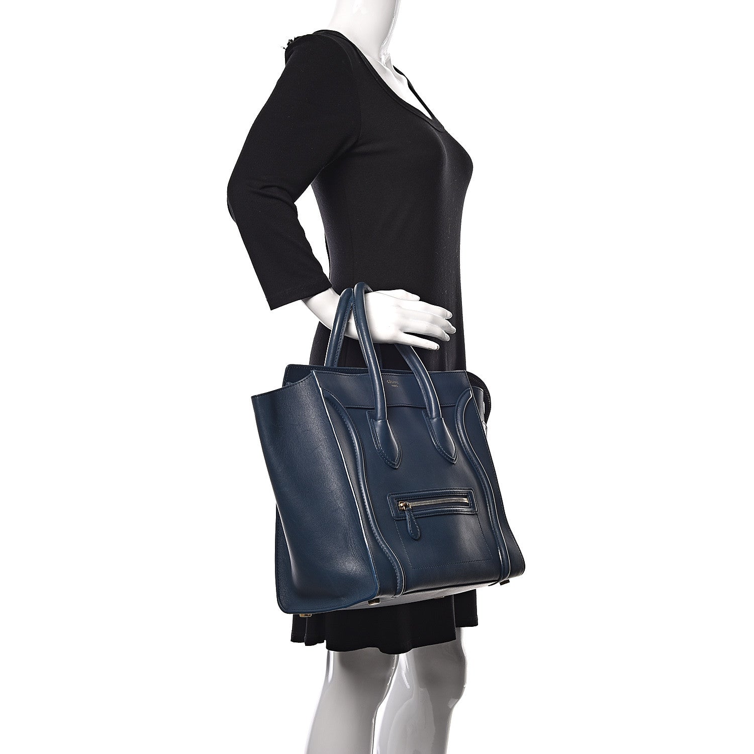 Celine Smooth Calfskin Mini Luggage Deepsea 2 of 14