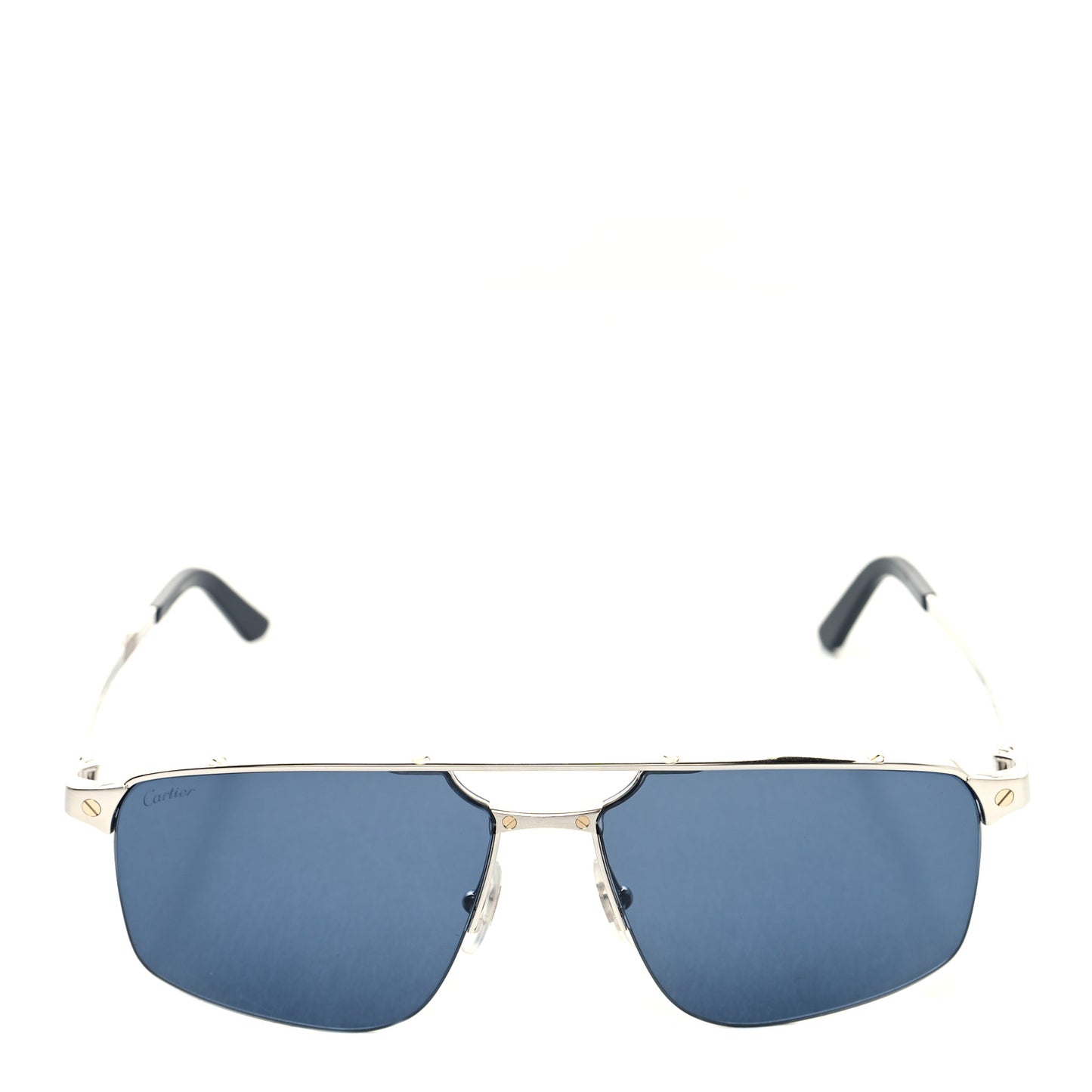 Metal Santos de Cartier Pilot Sunglasses CT0385S Silver Blue