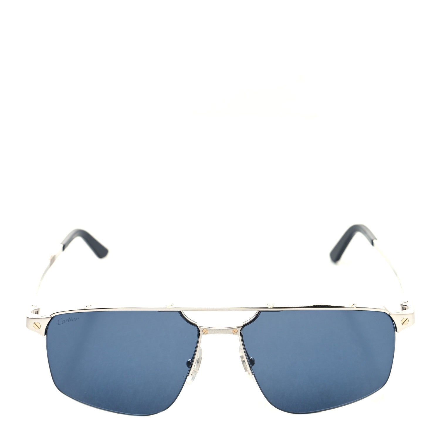 Cartier Metal Santos de Cartier Pilot Sunglasses CT0385S Silver Blue 2 of 8