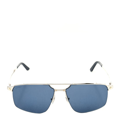Cartier Metal Santos de Cartier Pilot Sunglasses CT0385S Silver Blue 2 of 8