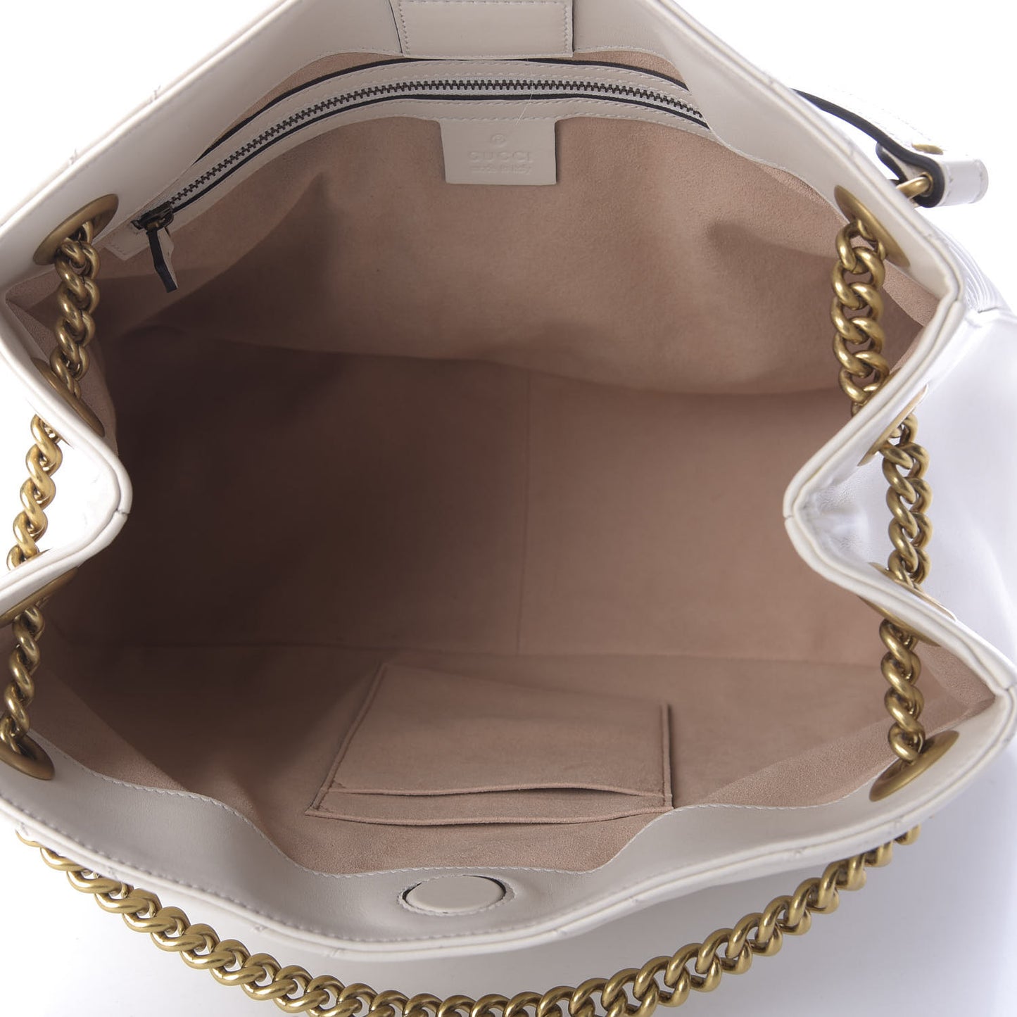 Calfskin Matelasse Medium GG Marmont Shoulder Tote Bag White