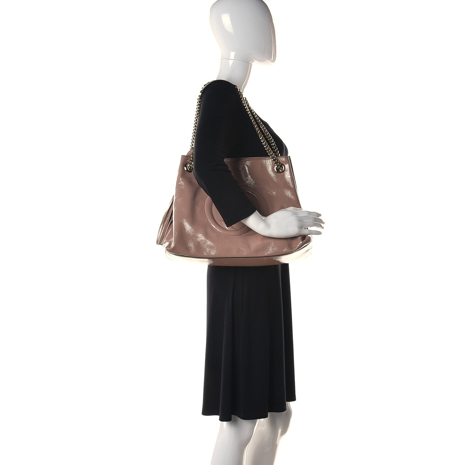 Gucci Patent Medium Soho Chain Shoulder Bag Dark Cipria 2 of 15