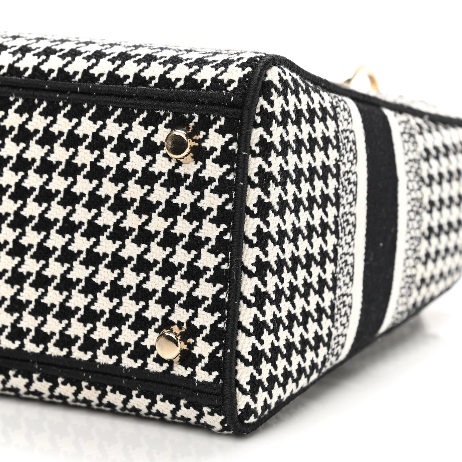 Christian Dior Canvas Houndstooth Embroidered Medium Lady D-Lite Black White 10 of 11