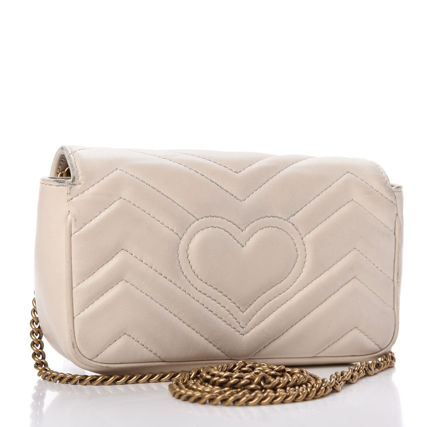 Calfskin Matelasse Super Mini GG Marmont Shoulder Bag White