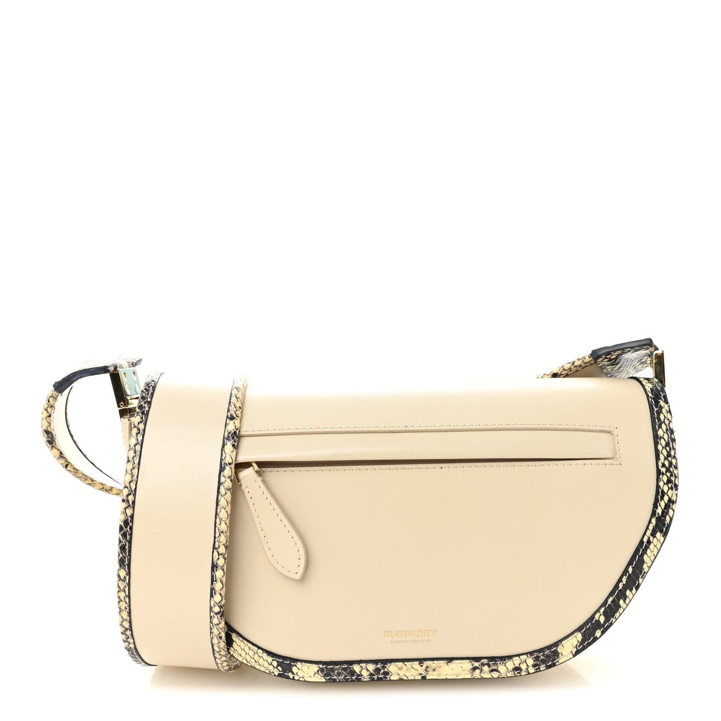 Calfskin Snakeskin Small Olympia Shoulder Bag Pale Biscuit
