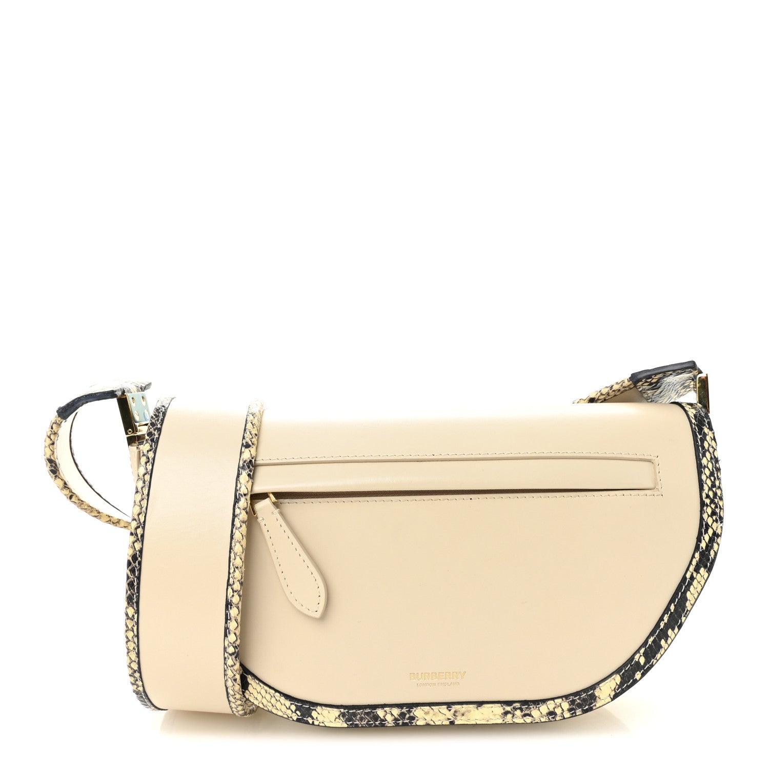 Burberry Calfskin Snakeskin Small Olympia Shoulder Bag Pale Biscuit 1 of 11