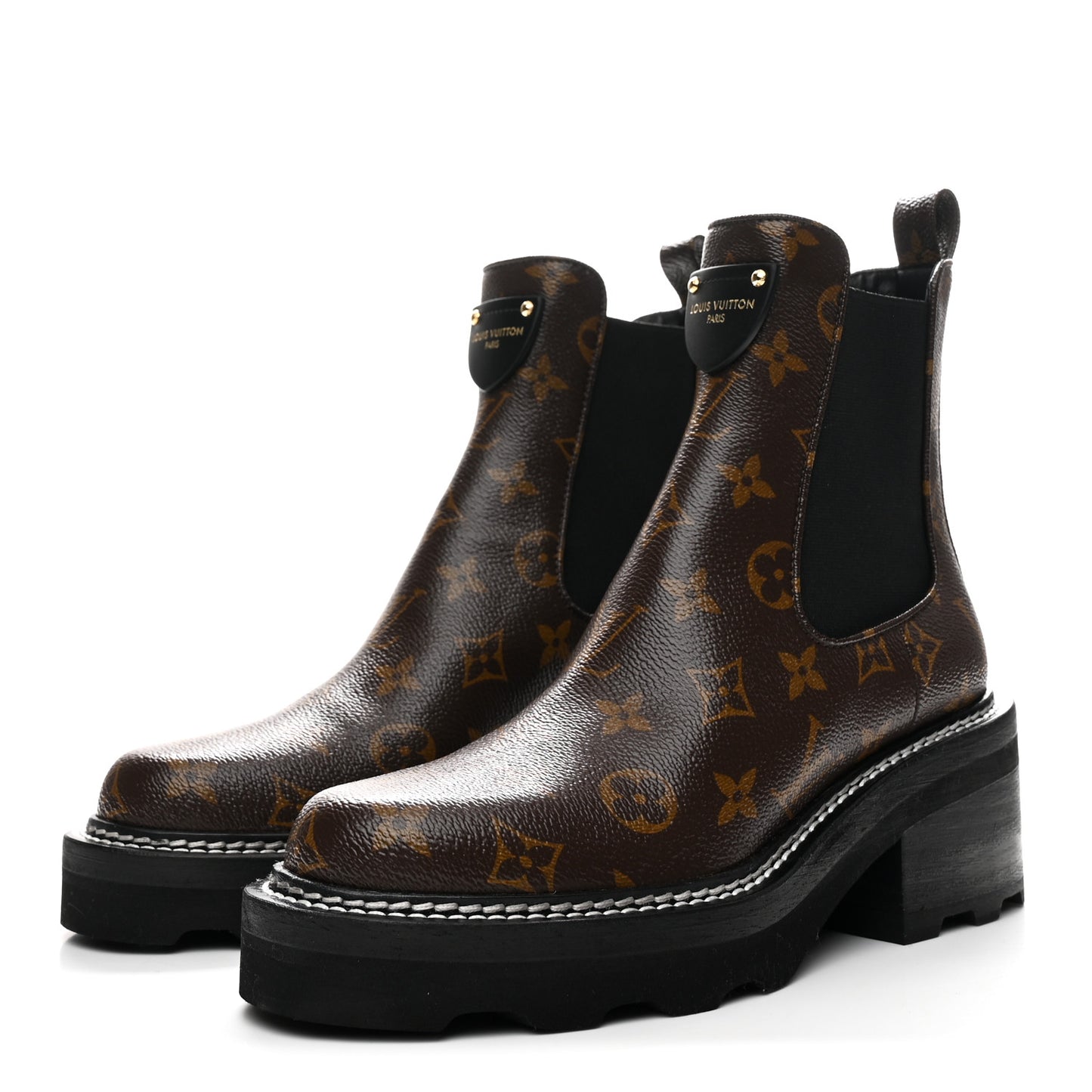Patent Monogram LV Beaubourg Ankle Boots 37 Black