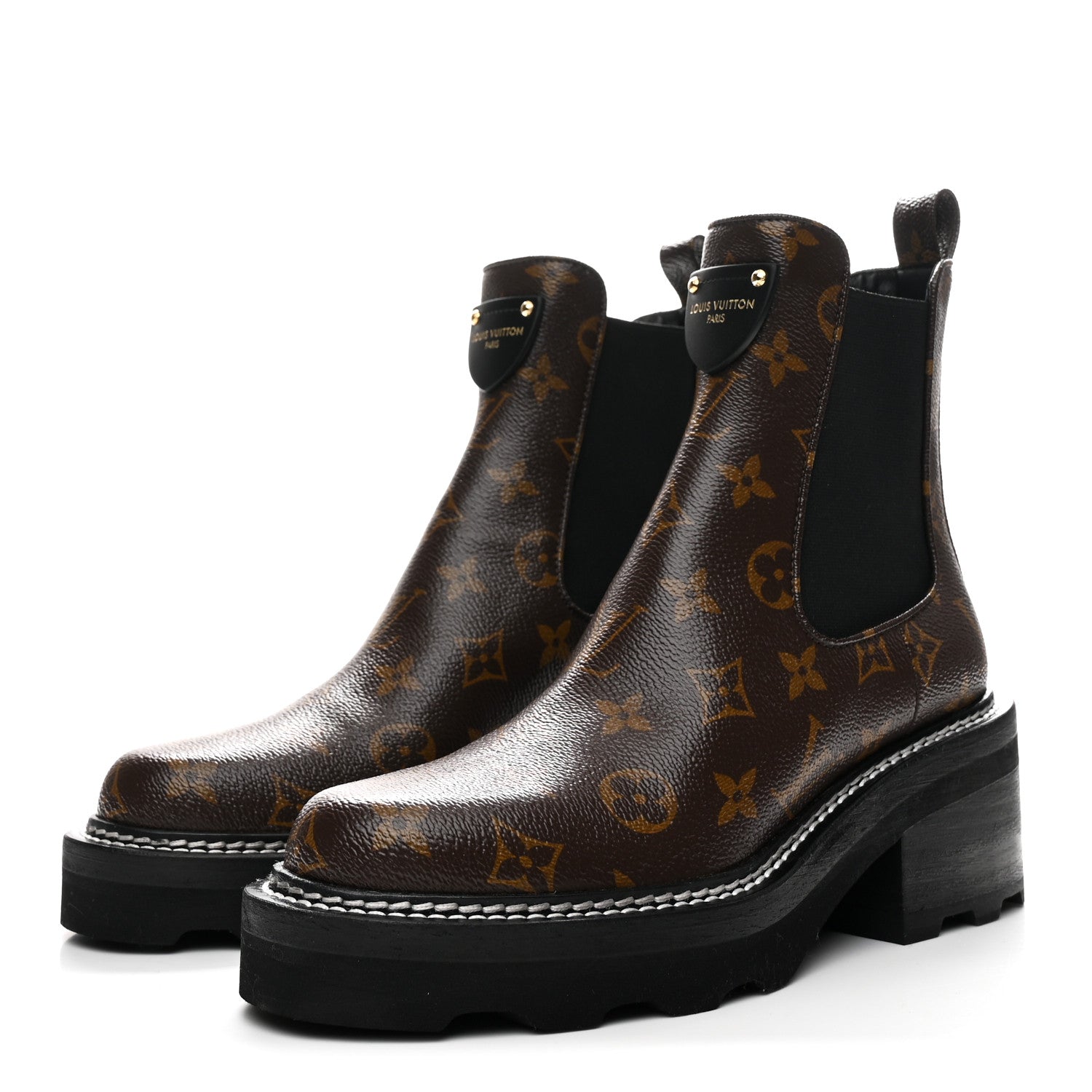 Louis Vuitton Patent Monogram LV Beaubourg Ankle Boots 37 Black 4 of 11