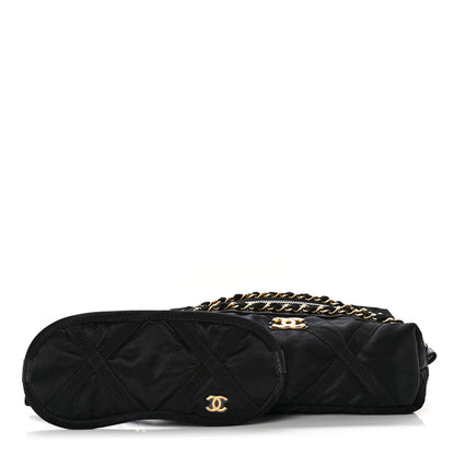 Chanel Nylon Grosgrain Lifestyle Pouch With Sleep Mask Black 1 of 7