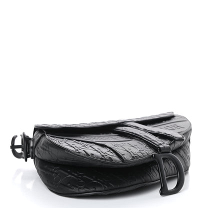 Christian Dior Calfskin Embossed Oblique Saddle Bag Black 4 of 9