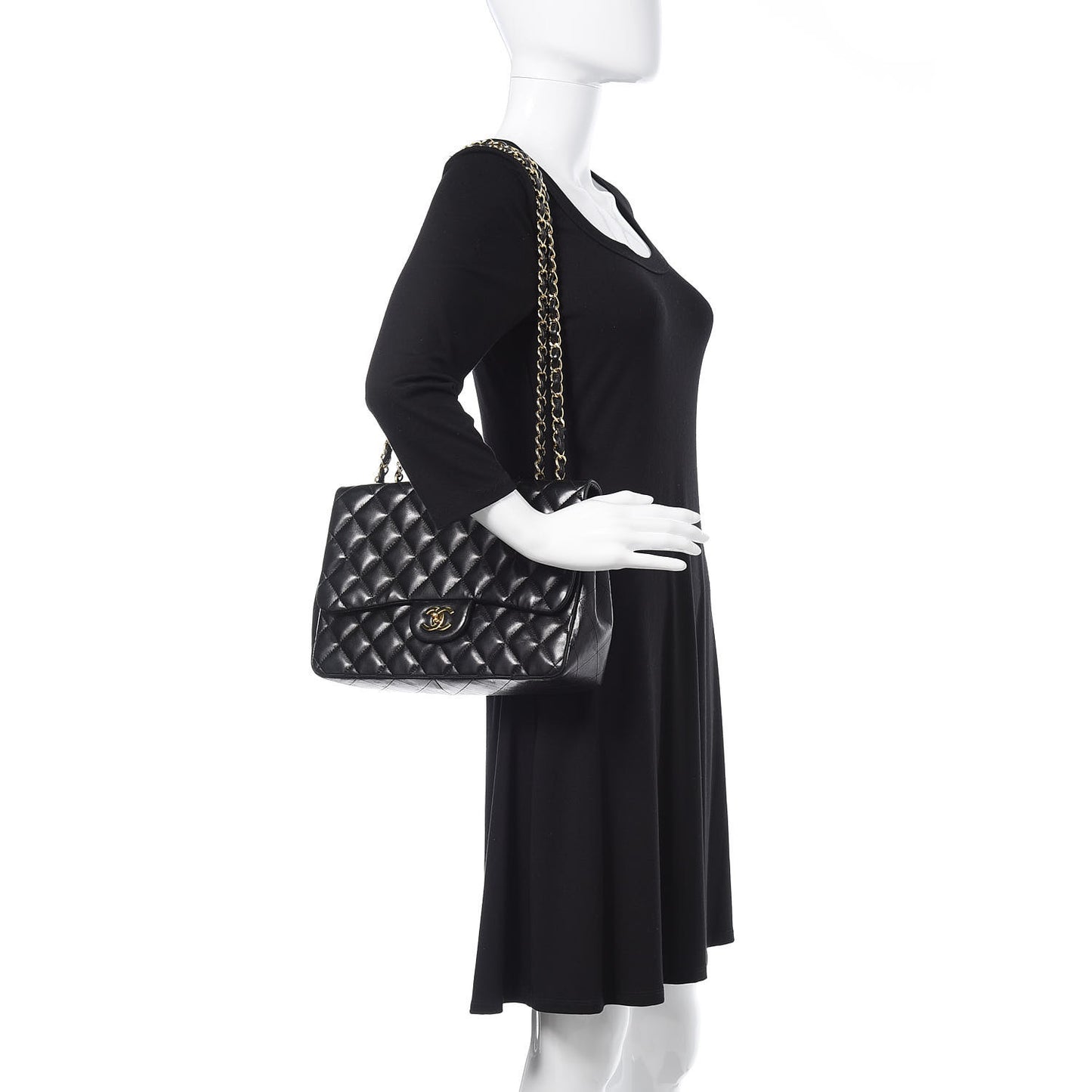Lambskin Quilted Jumbo Single Flap Black