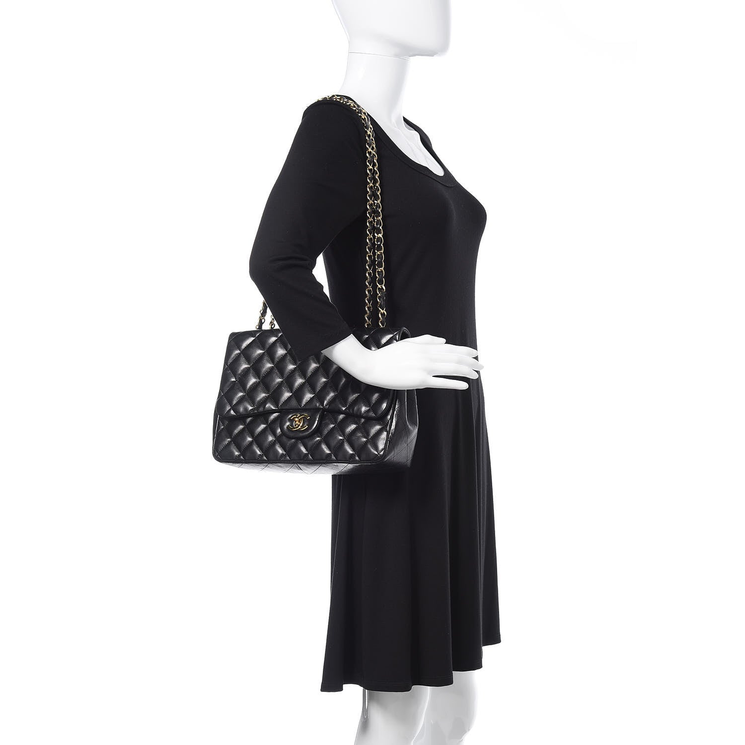 Chanel Lambskin Quilted Jumbo Single Flap Black 2 of 17