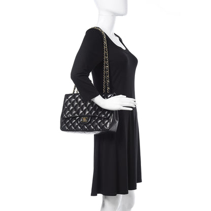 Chanel Lambskin Quilted Jumbo Single Flap Black 2 of 17