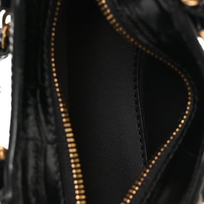 Balenciaga Shiny Supple Calfskin Crocodile Embossed Neo Classic Gold Hardware Super Nano City Crossbody Black 5 of 10