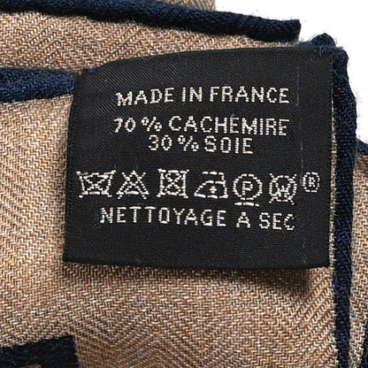 Hermes Cashmere Silk Tatouages Marins Bandana Shawl 140 Caramel Marine 5 of 5