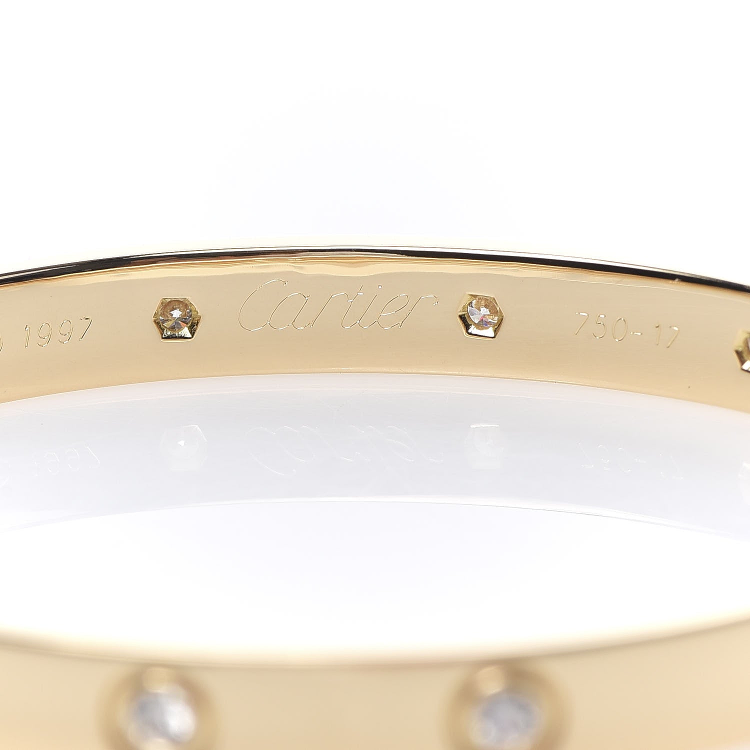 Cartier 18K Yellow Gold 10 Diamond LOVE Bracelet 17 5 of 7