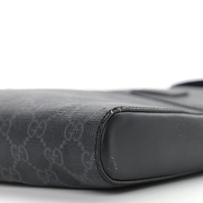 Gucci GG Supreme Monogram Appia Calfskin Web Flat Messenger Bag Black Grey 9 of 10
