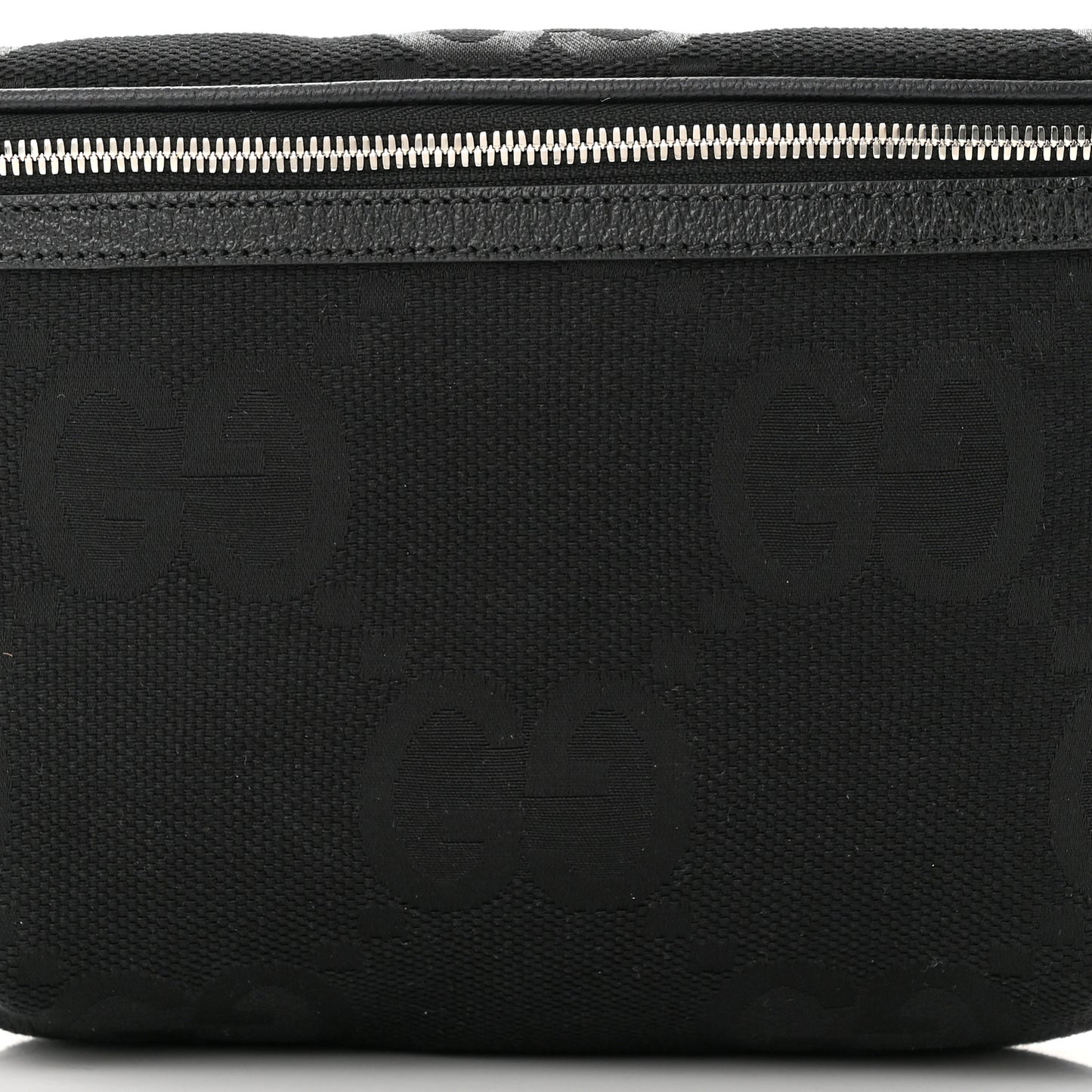 Monogram Jumbo GG Textured Dollar Calfskin Web Belt Bag Black