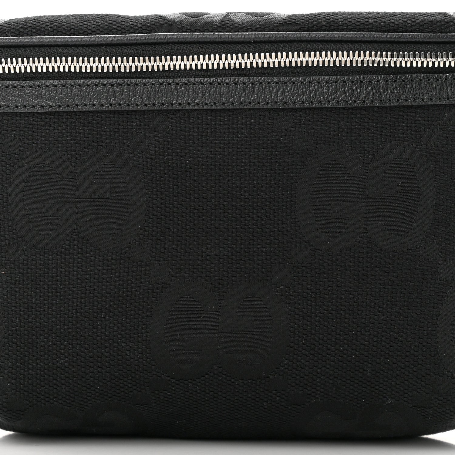 Gucci Monogram Jumbo GG Textured Dollar Calfskin Web Belt Bag Black 8 of 10