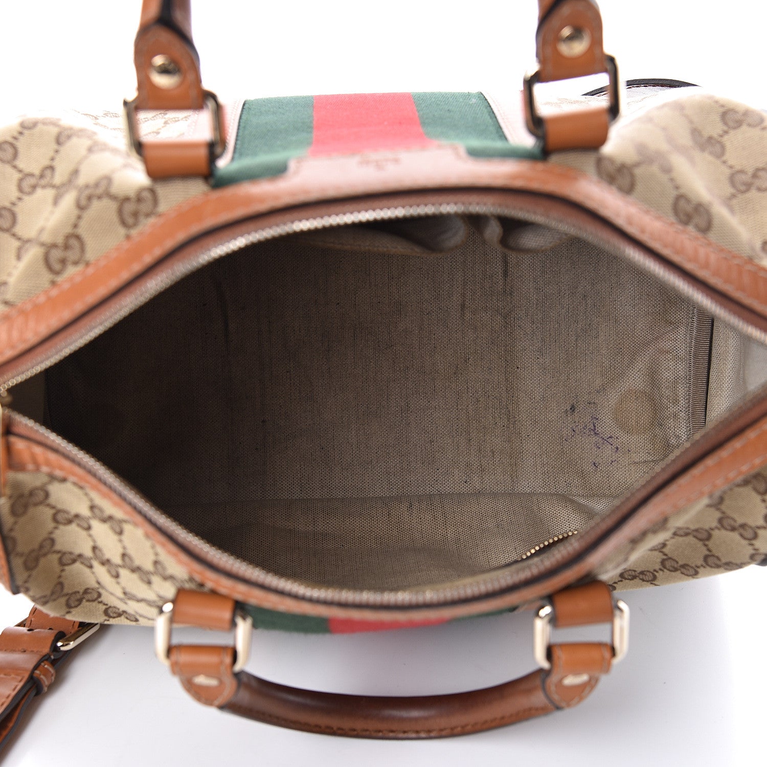 Gucci Monogram Vintage Web Medium Boston Tobacco 5 of 19