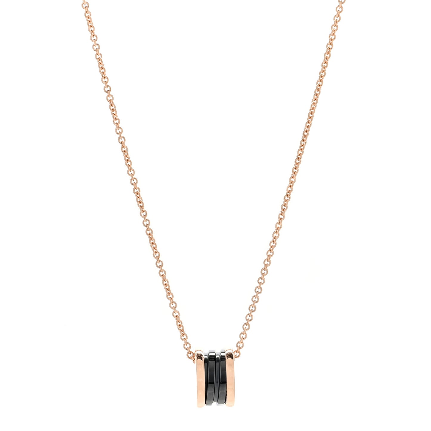 18K Rose Gold Black Ceramic B.Zero1 Pendant Necklace