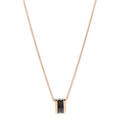 Bulgari 18K Rose Gold Black Ceramic B.Zero1 Pendant Necklace 1 of 3