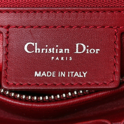Christian Dior Lambskin Cannage Bow Medium Lady Dior Burgundy 6 of 10