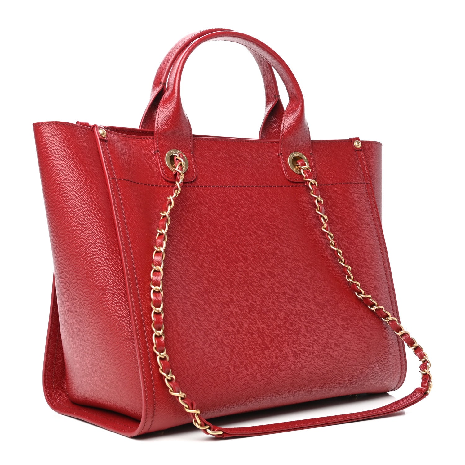 Chanel Caviar Small Studded Deauville Tote Red 3 of 10