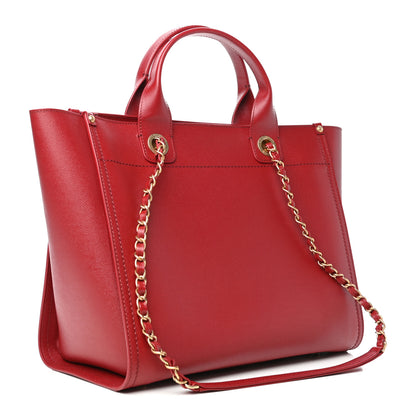 Chanel Caviar Small Studded Deauville Tote Red 3 of 10