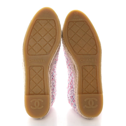 Chanel Tweed Grosgrain CC Espadrilles 37 Pink Black 5 of 10