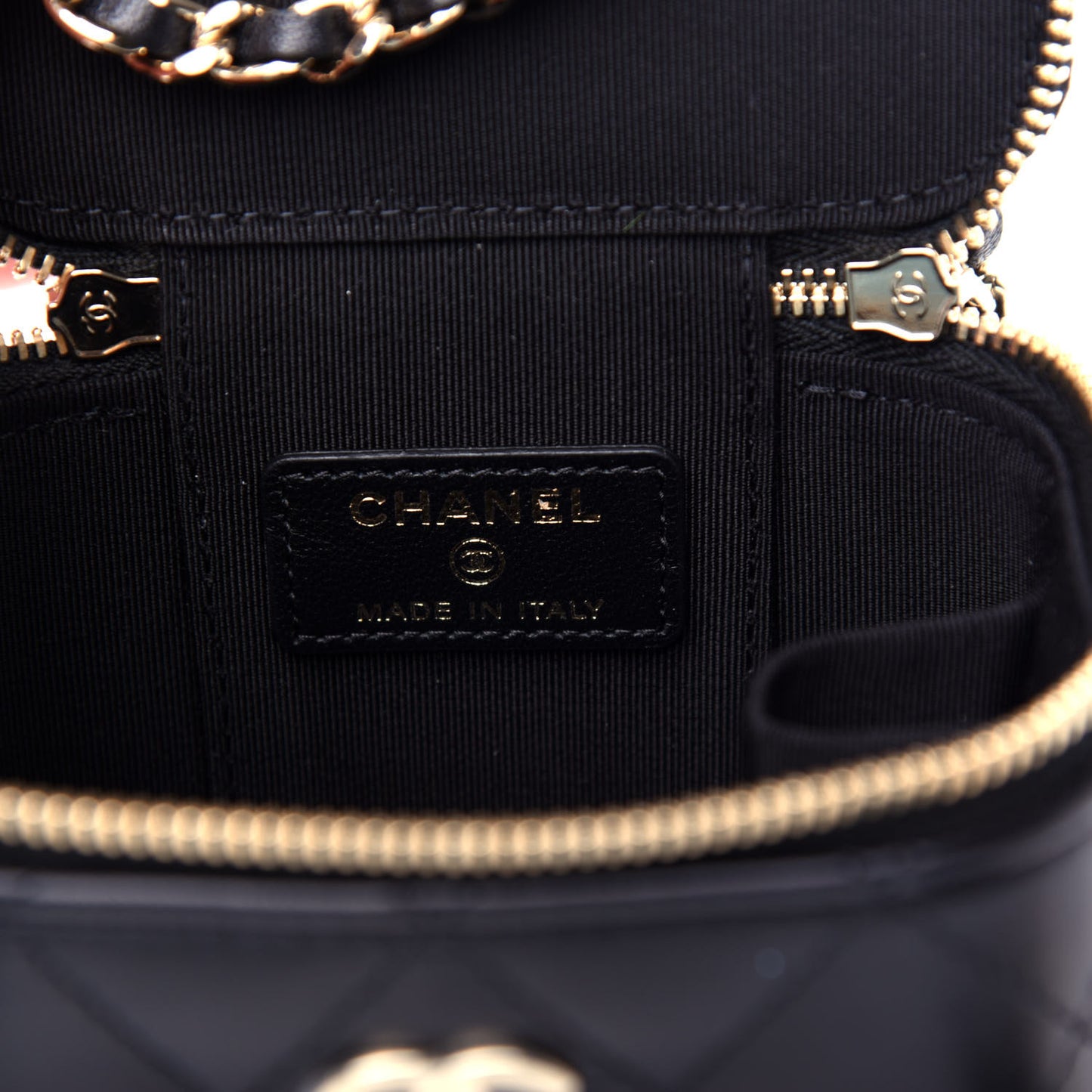 Lambskin Quilted My Chanel Lady Vanity Case With Chain Black
