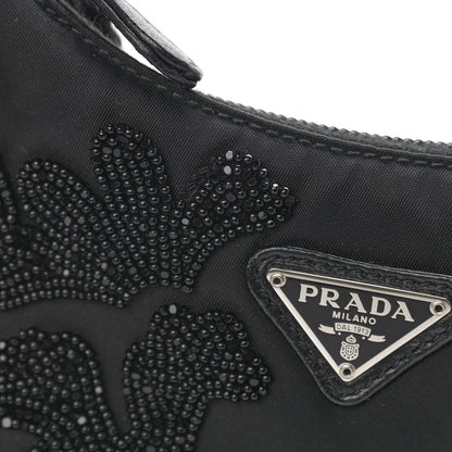 Prada Tessuto Nylon Beaded Ricamo Bag Black 11 of 11