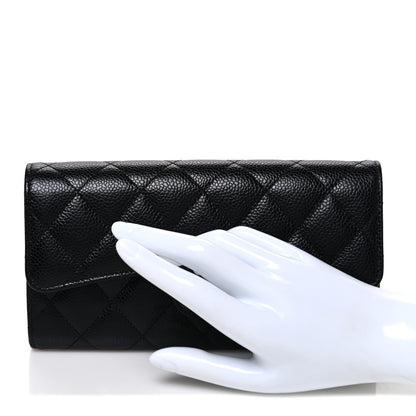 Chanel Caviar Quilted Large Gusset Flap Wallet Black 2 of 8