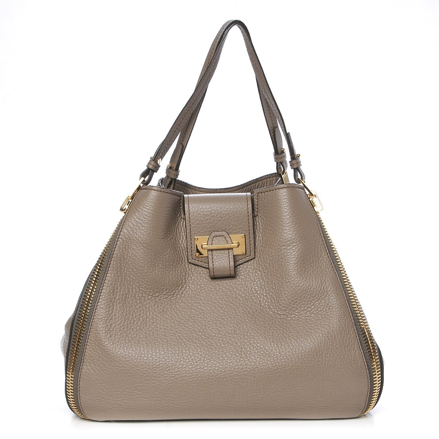 Grained Calfskin Medium Sedgwick Zipper Warm Taupe