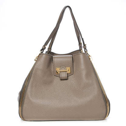 Tom Ford Grained Calfskin Medium Sedgwick Zipper Warm Taupe 4 of 11
