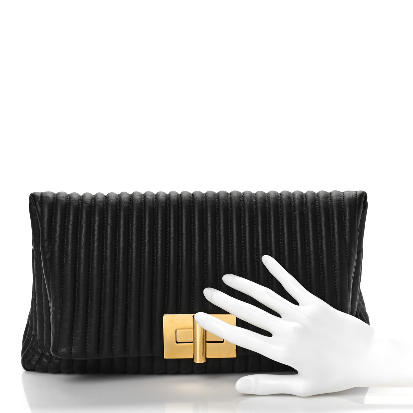 Calfskin Quilted Natalia Clutch Black