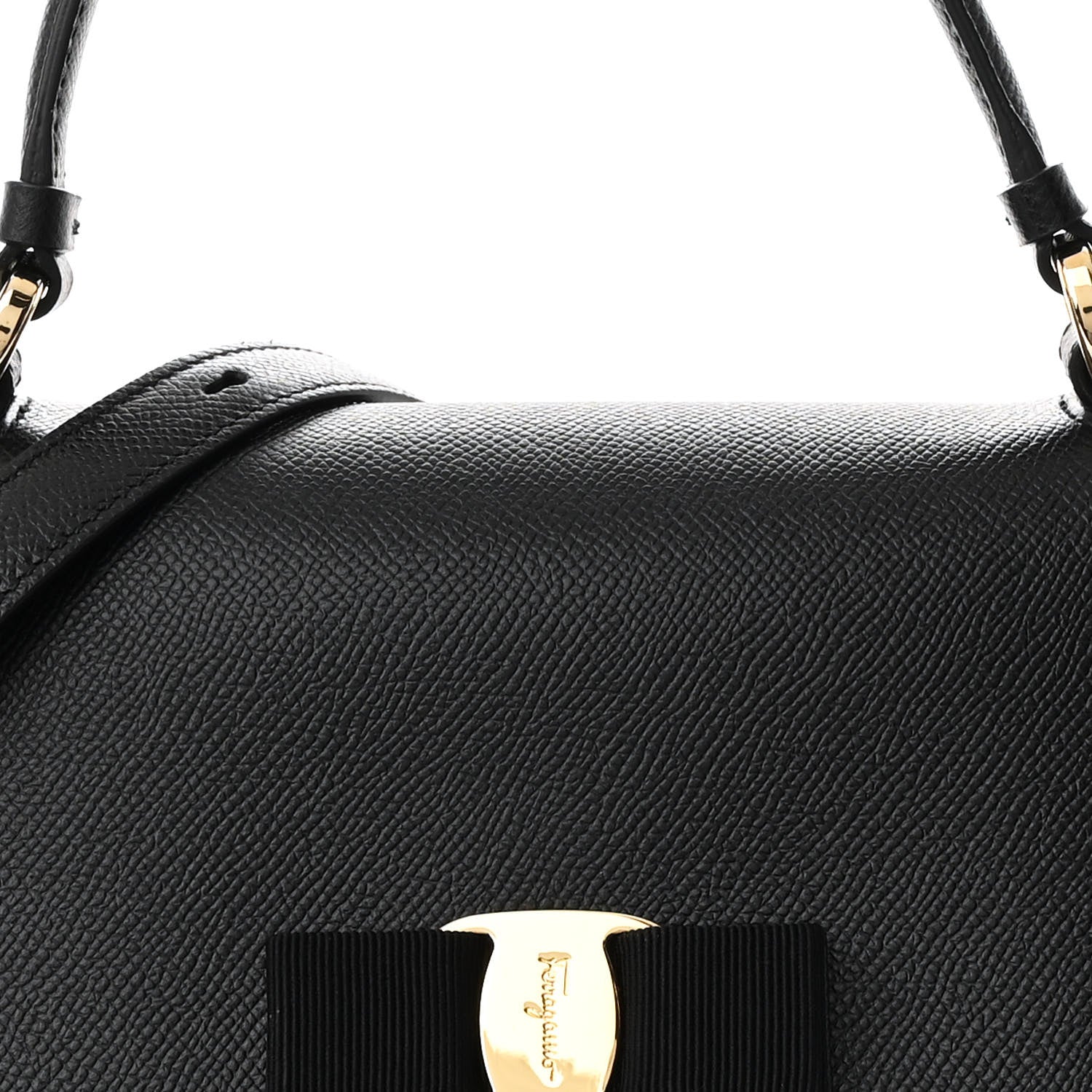 Salvatore Ferragamo Pebbled Calfskin Carrie O Shoulder Bag Black 7 of 10