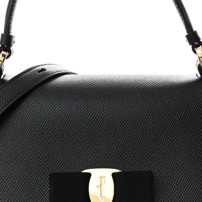 Salvatore Ferragamo Pebbled Calfskin Carrie O Shoulder Bag Black 7 of 10