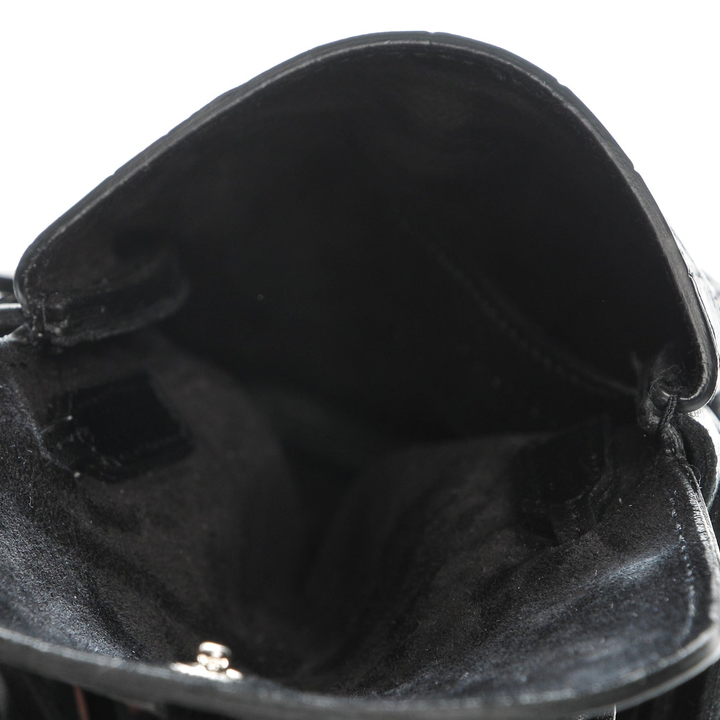 Calfskin Crocodile Embossed Fringe Toy Monogram Anita Crossbody Bag Black