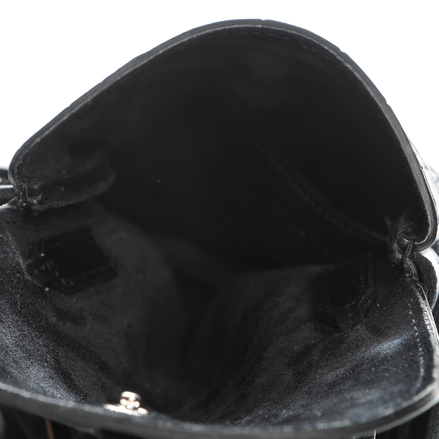 Saint Laurent Calfskin Crocodile Embossed Fringe Toy Monogram Anita Crossbody Bag Black 5 of 6