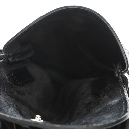Saint Laurent Calfskin Crocodile Embossed Fringe Toy Monogram Anita Crossbody Bag Black 5 of 6