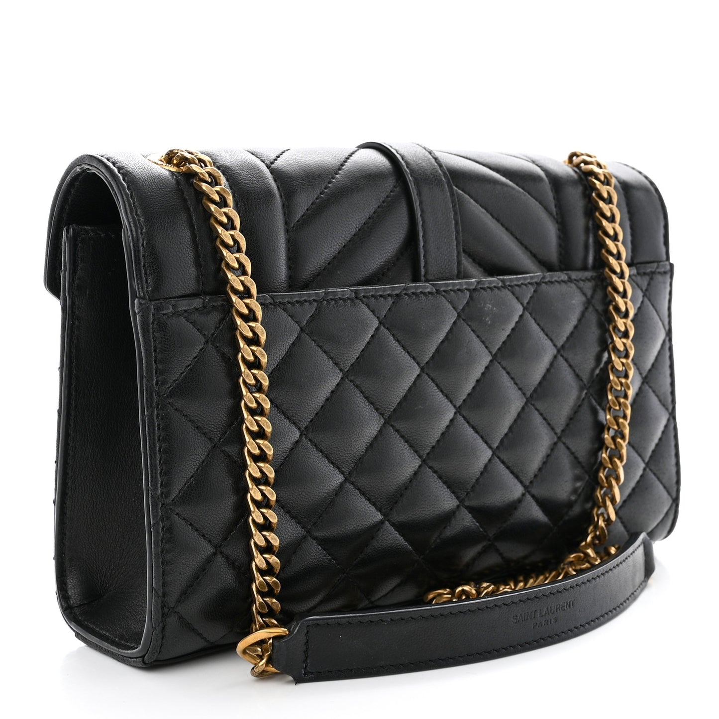 Grain De Poudre Textured Mixed Matelasse Triquilt Small Monogram Satchel Black