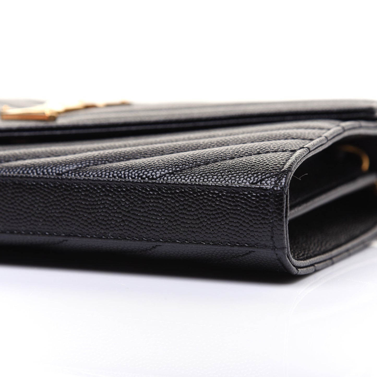 Grain De Poudre Matelasse Chevron Monogram Chain Wallet Black