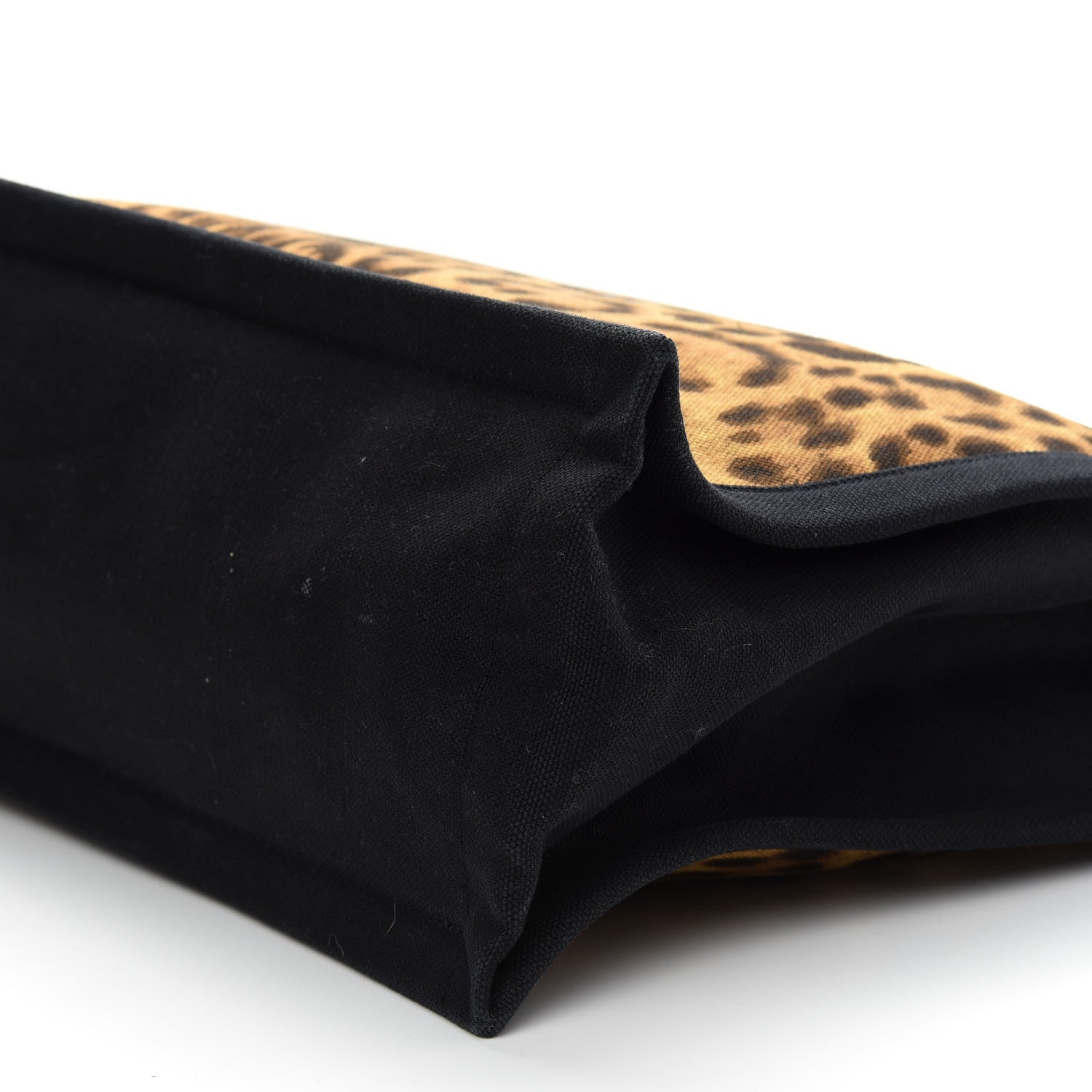 Saint Laurent Canvas Calfskin Leopard Print Rive Gauche Noe Tote Natural Black 8 of 8