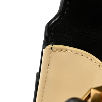 Saint Laurent Smooth Shiny Calfskin Medium Classic Monogram Cassandra Top Handle Black Crema Soft 11 of 12