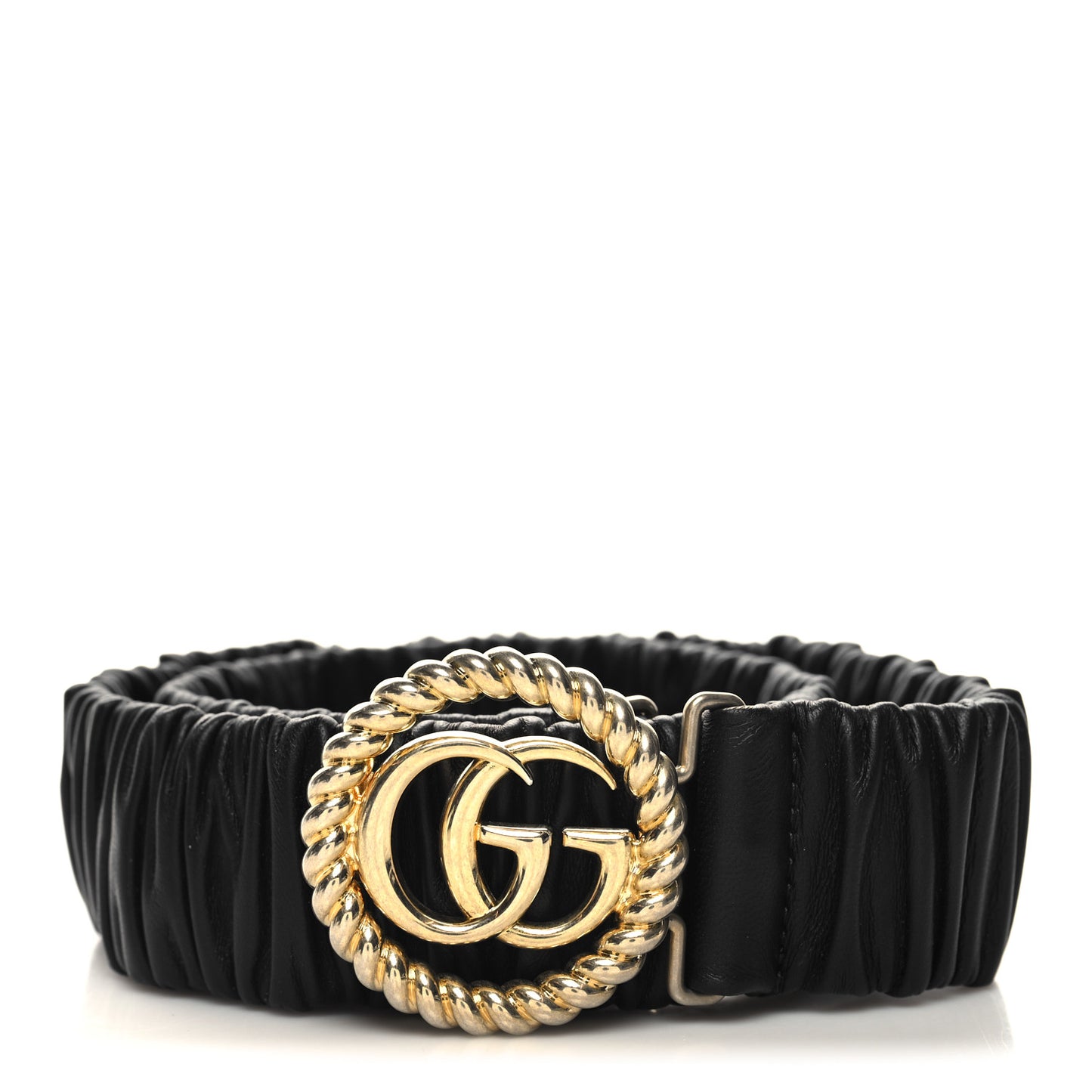 Calfskin Elastic Torchon Double G Belt 85 34 Black