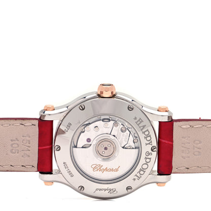 Chopard Stainless Steel 18K Rose Gold Alligator 5 Diamond 30mm Happy Sport Automatic Watch Red 4 of 4