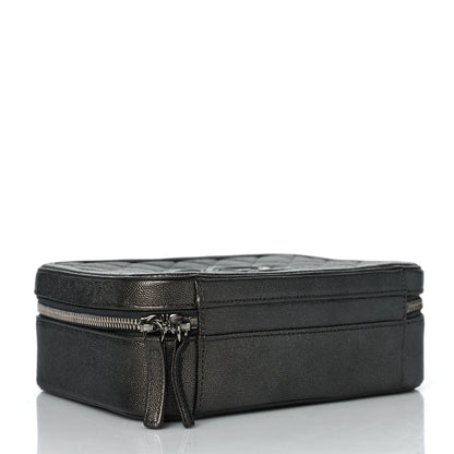 Chanel Metallic Caviar Quilted Medium CC Filigree Vanity Case Dark Silver 4 of 9