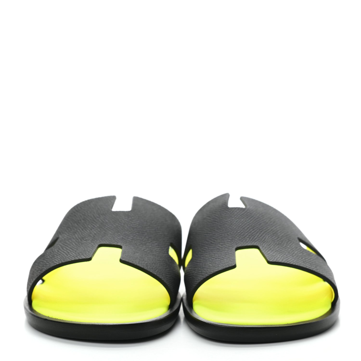 Hermes Epsom Mens Izmir Sandals 39 Black Jaune Fluo 3 of 7